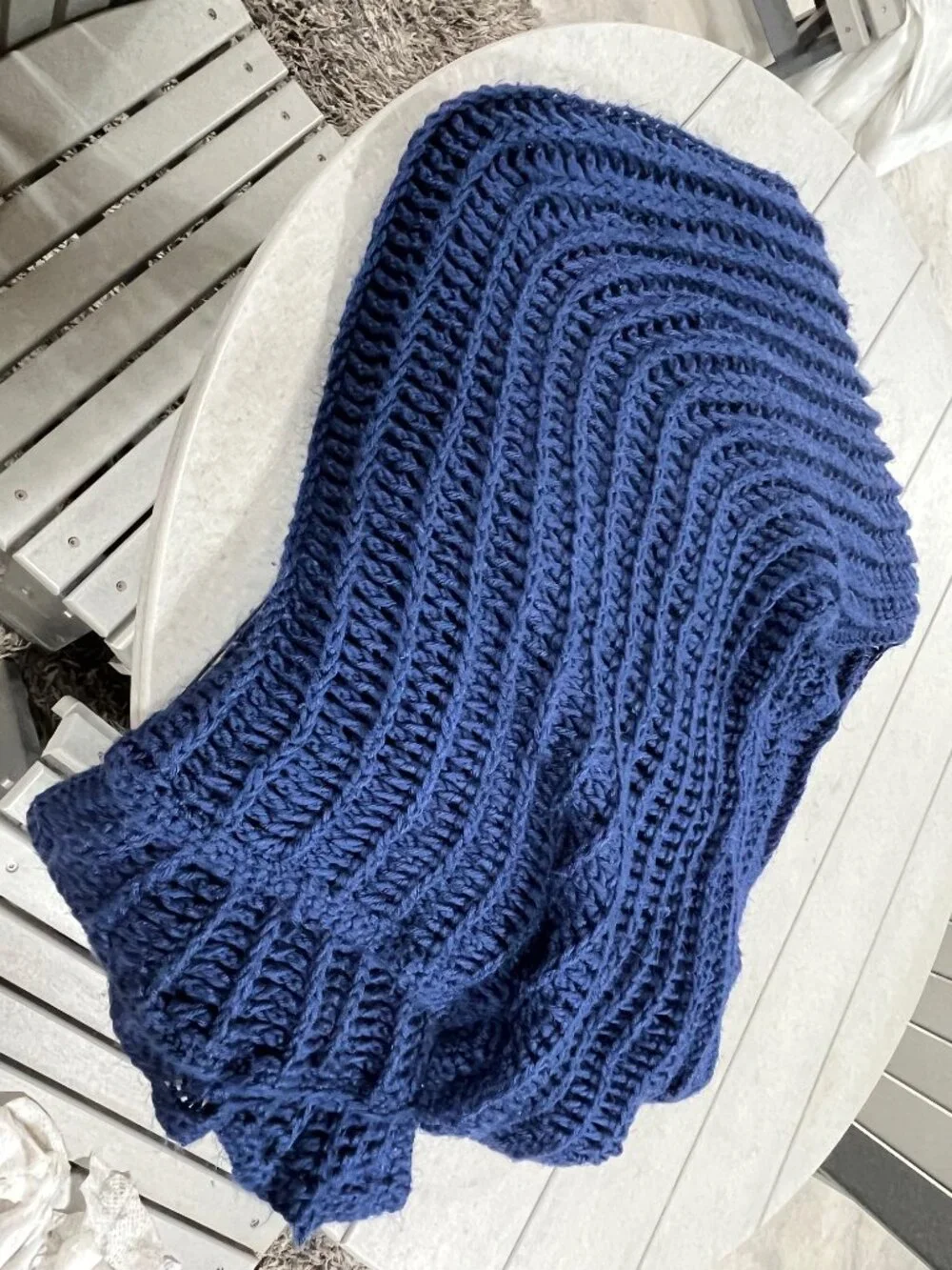 Hand Made Chunky Navy Blue Throw Blanket